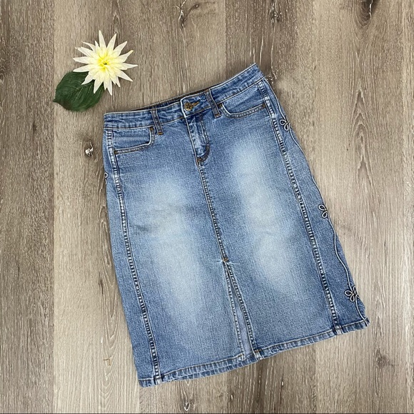 Vintage 90’s Y2K Bubblegum USA Denim Pencil Skirt - Picture 1 of 13